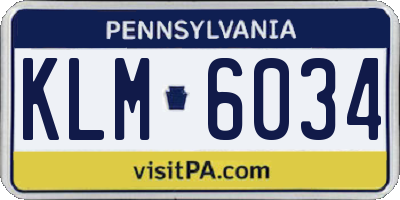 PA license plate KLM6034