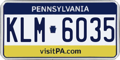 PA license plate KLM6035