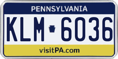 PA license plate KLM6036