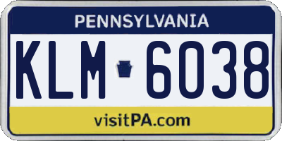 PA license plate KLM6038