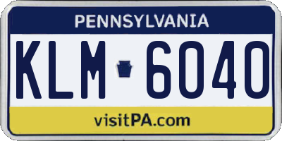 PA license plate KLM6040