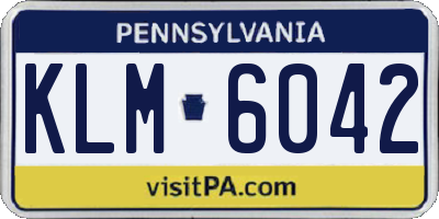 PA license plate KLM6042