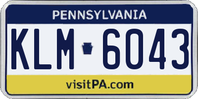 PA license plate KLM6043
