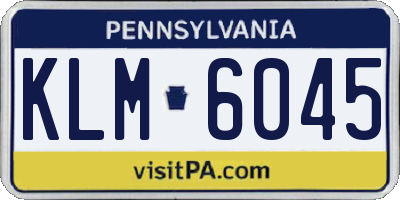 PA license plate KLM6045