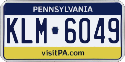 PA license plate KLM6049