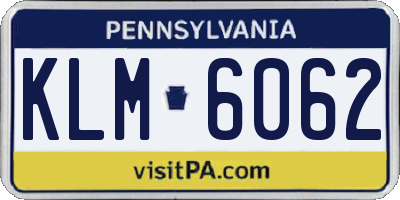 PA license plate KLM6062