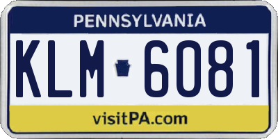 PA license plate KLM6081