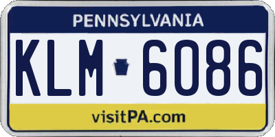 PA license plate KLM6086