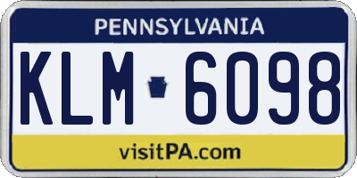 PA license plate KLM6098