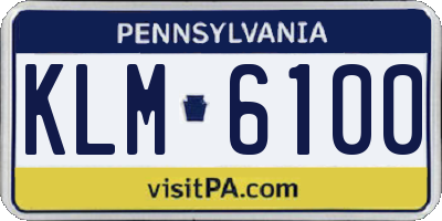 PA license plate KLM6100