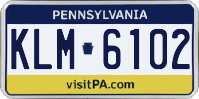 PA license plate KLM6102