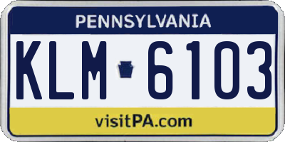 PA license plate KLM6103