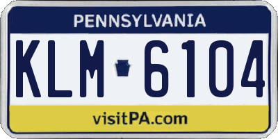 PA license plate KLM6104