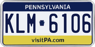 PA license plate KLM6106