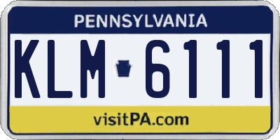 PA license plate KLM6111