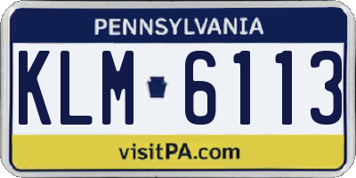 PA license plate KLM6113