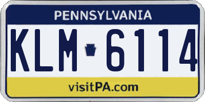PA license plate KLM6114