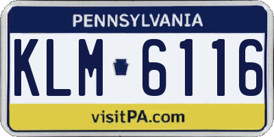 PA license plate KLM6116