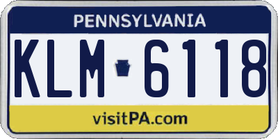 PA license plate KLM6118
