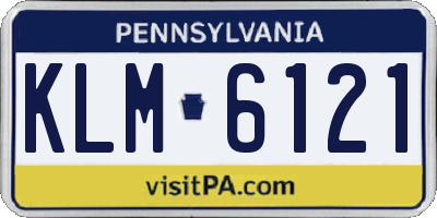 PA license plate KLM6121