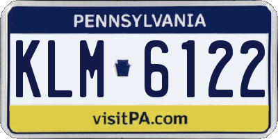PA license plate KLM6122