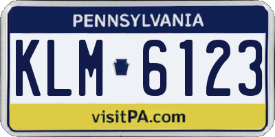 PA license plate KLM6123