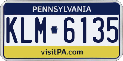 PA license plate KLM6135