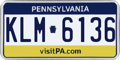 PA license plate KLM6136