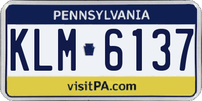 PA license plate KLM6137