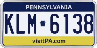 PA license plate KLM6138