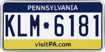 PA license plate KLM6181
