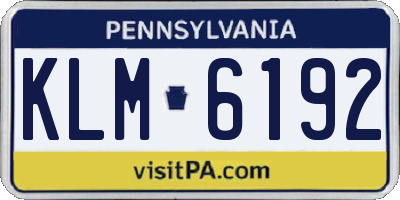 PA license plate KLM6192