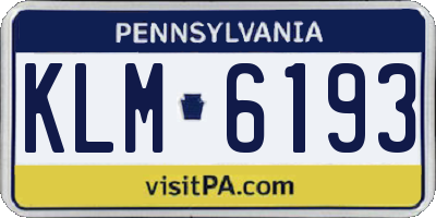 PA license plate KLM6193