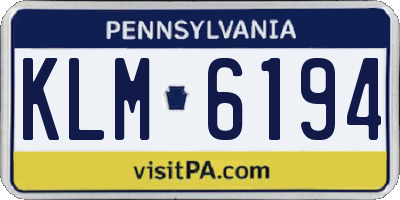 PA license plate KLM6194