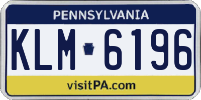 PA license plate KLM6196