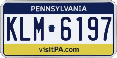 PA license plate KLM6197