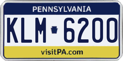 PA license plate KLM6200