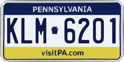 PA license plate KLM6201