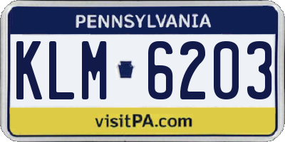 PA license plate KLM6203