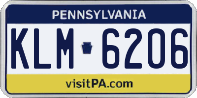 PA license plate KLM6206