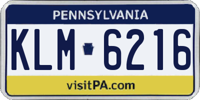 PA license plate KLM6216