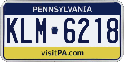 PA license plate KLM6218