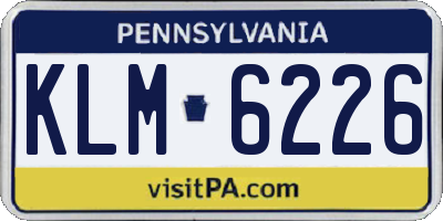 PA license plate KLM6226