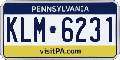 PA license plate KLM6231