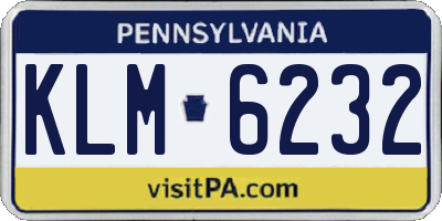PA license plate KLM6232