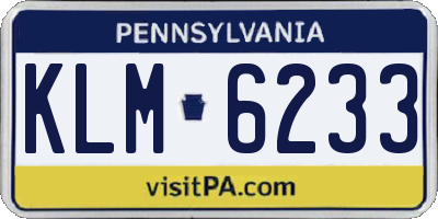 PA license plate KLM6233
