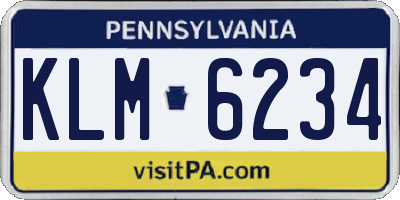 PA license plate KLM6234