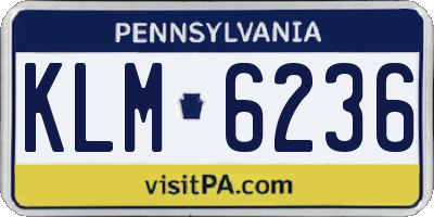 PA license plate KLM6236
