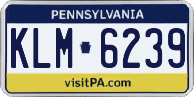 PA license plate KLM6239