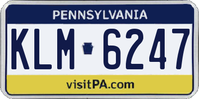 PA license plate KLM6247